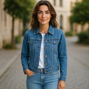 NWT Hudson Classic Trucker Jean Jacket In Medium Blue Tahoe Denim Size L/XL